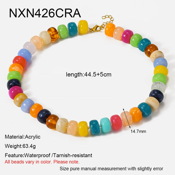 Wholesale Geometric Acrylic And Goldplated Stainless Steel Handmade Beaded Jewelry Set For Women