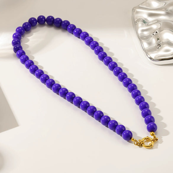 Wholesale Geometric Acrylic And Stainless Steel Gold Plated Ochain Pendant Necklace For Women