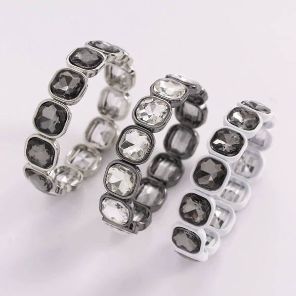 Wholesale Geometric Alloy Diamond Set Elastic Stackable Splicing Bracelet For Women