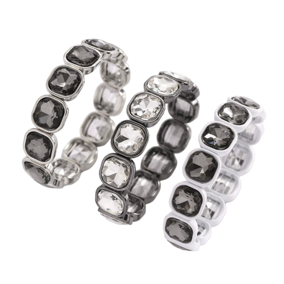 Wholesale Geometric Alloy Diamond Set Elastic Stackable Splicing Bracelet For Women