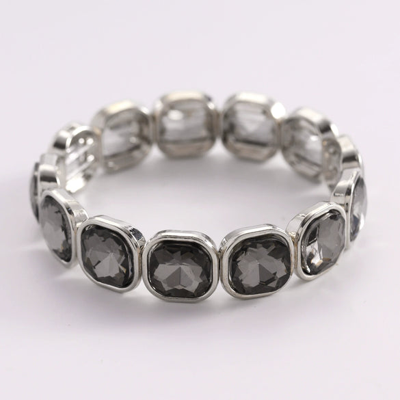 Wholesale Geometric Alloy Diamond Set Elastic Stackable Splicing Bracelet For Women