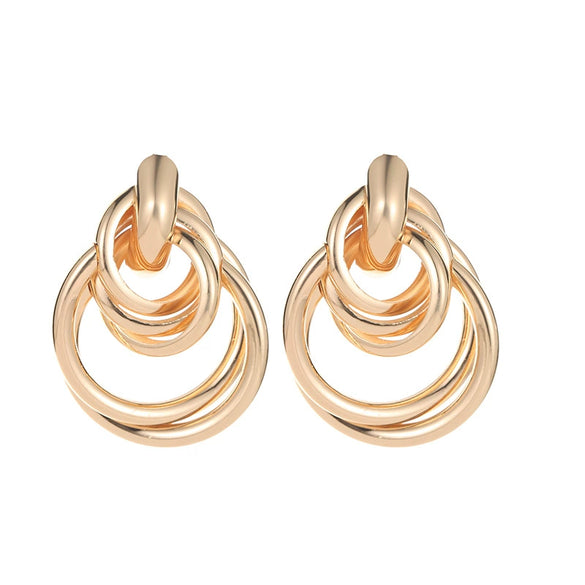 Wholesale Geometric Alloy Earrings With Circle Stitching And Knot Design For Women Electroplated