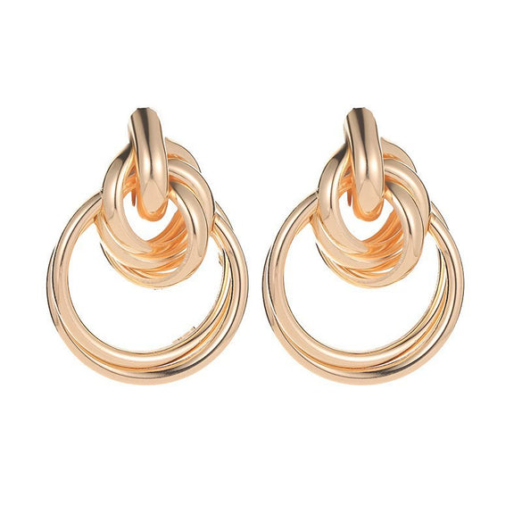 Wholesale Geometric Alloy Earrings With Circle Stitching And Knot Design For Women Electroplated