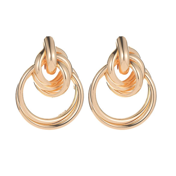 Wholesale Geometric Alloy Earrings With Circle Stitching And Knot Design For Women Electroplated