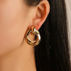 Wholesale Geometric Alloy Earrings With Circle Stitching And Knot Design For Women Electroplated