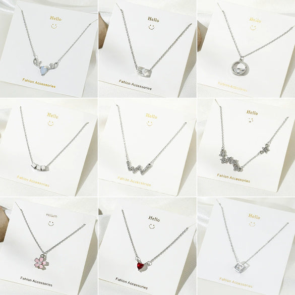 Wholesale Geometric Alloy Pendant Necklace With Snake Bone Chain For Women