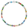 Wholesale Geometric Alloy Pendant Thousand Flower Glass Beads Stainless Steel Electroplated O Word Chain Women's Necklace
