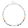 Wholesale Geometric Alloy Pendant Thousand Flower Glass Beads Stainless Steel Electroplated O Word Chain Women's Necklace