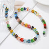 Wholesale Geometric Alloy Pendant Thousand Flower Glass Beads Stainless Steel Electroplated O Word Chain Women's Necklace