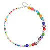 Wholesale Geometric Alloy Pendant Thousand Flower Glass Beads Stainless Steel Electroplated O Word Chain Women's Necklace