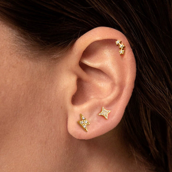 Wholesale Geometric And Star Pattern Electroplated Stainless Steel Women's Earrings
