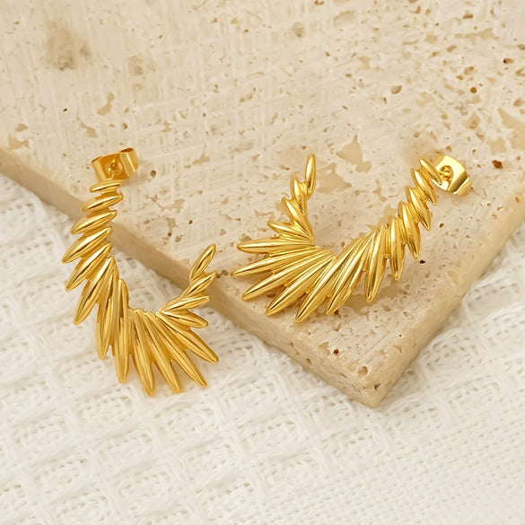 Wholesale Geometric Angel Wings Titanium Steel Electroplated Earrings For Women