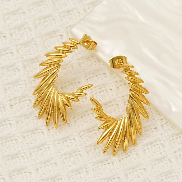 Wholesale Geometric Angel Wings Titanium Steel Electroplated Earrings For Women