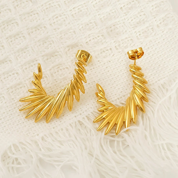 Wholesale Geometric Angel Wings Titanium Steel Electroplated Earrings For Women