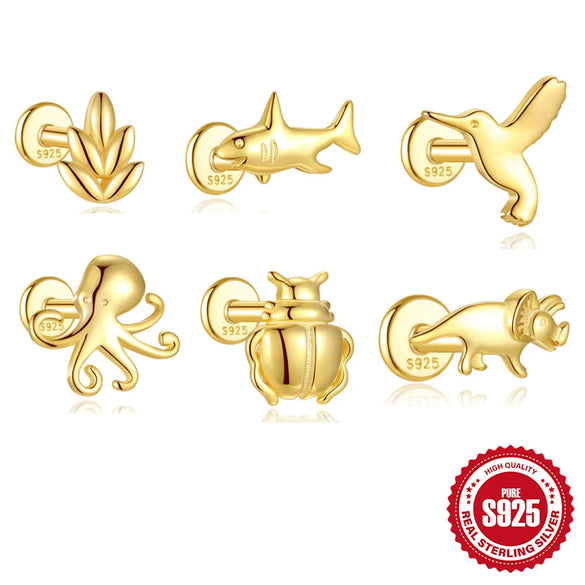 Wholesale Geometric Animal Series S925 Sterling Silver Ear Jewelry With Environmentally Friendly Plating Unisex Style