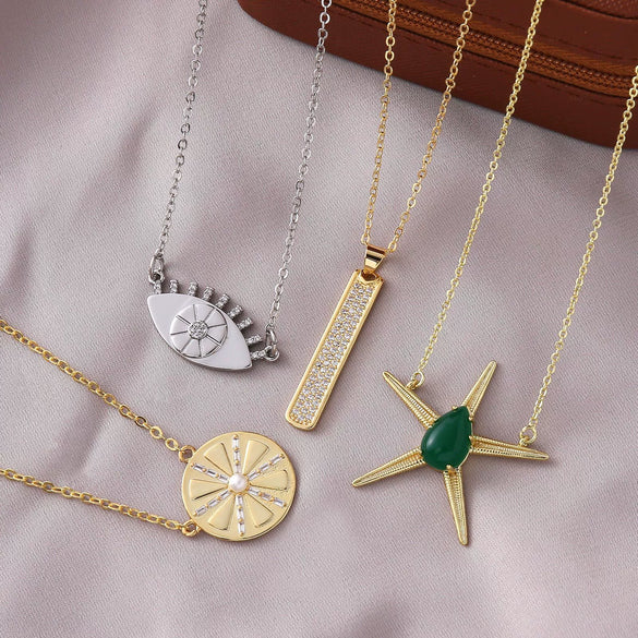 Wholesale Geometric Animal Zodiac Copper Electroplated Pendant Necklace With O Chain