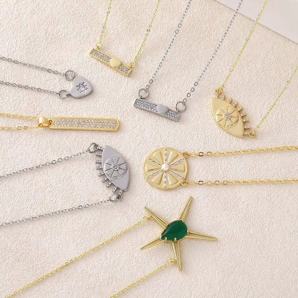 Wholesale Geometric Animal Zodiac Copper Electroplated Pendant Necklace With O Chain