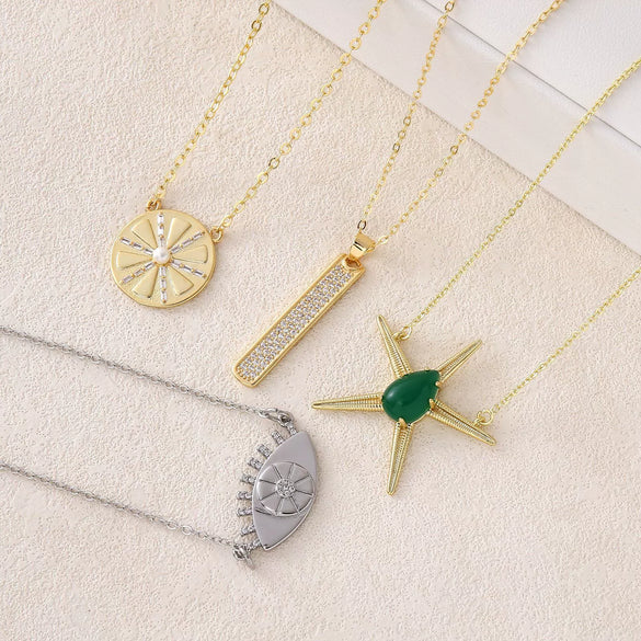 Wholesale Geometric Animal Zodiac Copper Electroplated Pendant Necklace With O Chain