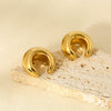 Wholesale Geometric Arcshaped 16K Goldplated 316L Stainless Steel Earrings For Women