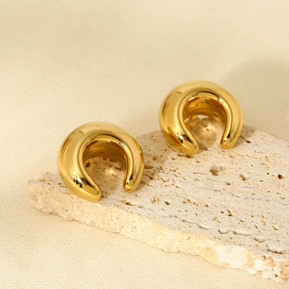 Wholesale Geometric Arcshaped 16K Goldplated 316L Stainless Steel Earrings For Women