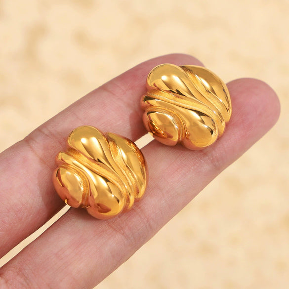 Wholesale Geometric Asymmetric Design 316L Stainless Steel Earrings With Electroplating For Women