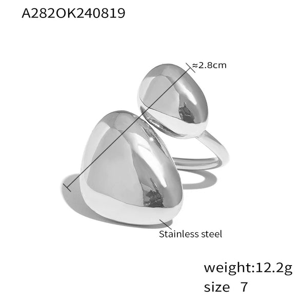 Wholesale Geometric Asymmetrical Glossy Open Ring 316L Stainless Steel 18K Gold Plated