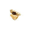 Wholesale Geometric Asymmetrical Hammered Natural Stone Titanium Steel Open Ring With Gold Plated Finish For Women