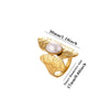 Wholesale Geometric Asymmetrical Hammered Natural Stone Titanium Steel Open Ring With Gold Plated Finish For Women