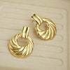 Wholesale Geometric Asymmetrical Spiral Pattern Titanium Steel Earrings With Electroplating Design