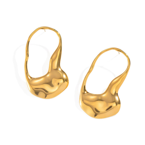 Wholesale Geometric Asymmetrical Stainless Steel Earrings For Girls With Electroplating Design