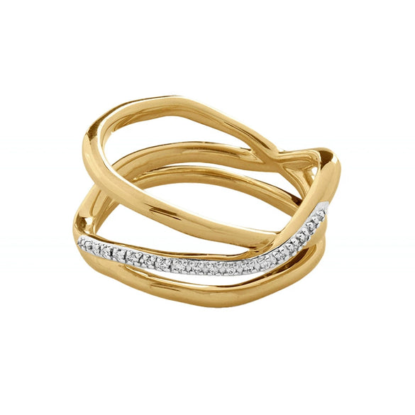 Wholesale Geometric Asymmetrical Threelayer Cross Ring Silver Electroplating For Unisex
