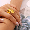 Wholesale Geometric Asymmetry 18K Gold Plated Titanium Steel Ring For Women Trend Jewelry