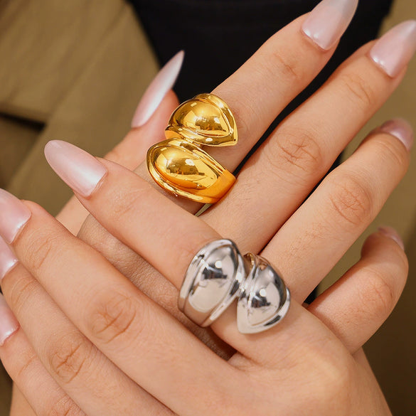 Wholesale Geometric Asymmetry 18K Gold Plated Titanium Steel Ring For Women Trend Jewelry