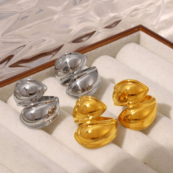 Wholesale Geometric Asymmetry 18K Gold Plated Titanium Steel Ring For Women Trend Jewelry