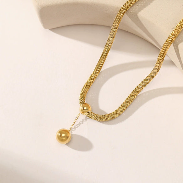 Wholesale Geometric Ball Pendant Stainless Steel And Titanium Steel Electroplated Necklace For Women