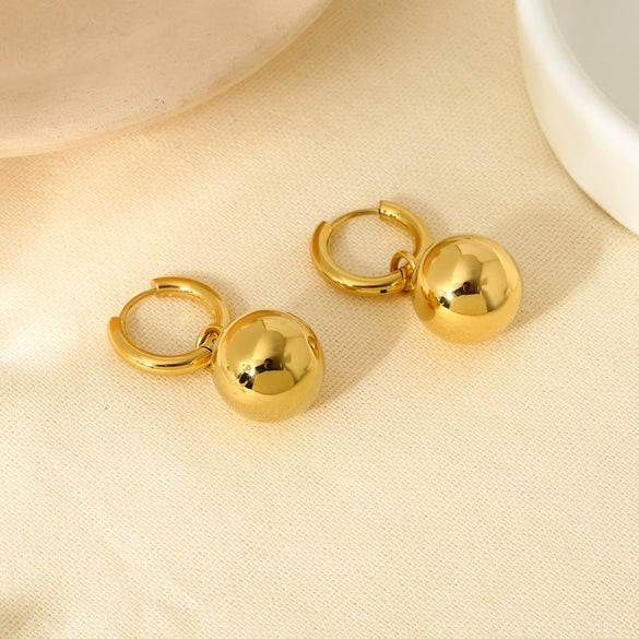 Wholesale Geometric Ball Pendant Stainless Steel 18K Gold Plated Waterproof Earrings For Women
