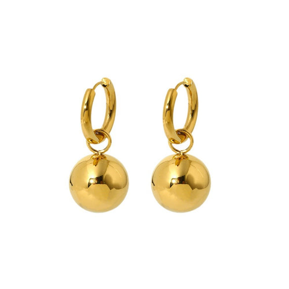 Wholesale Geometric Ball Pendant Stainless Steel 18K Gold Plated Waterproof Earrings For Women
