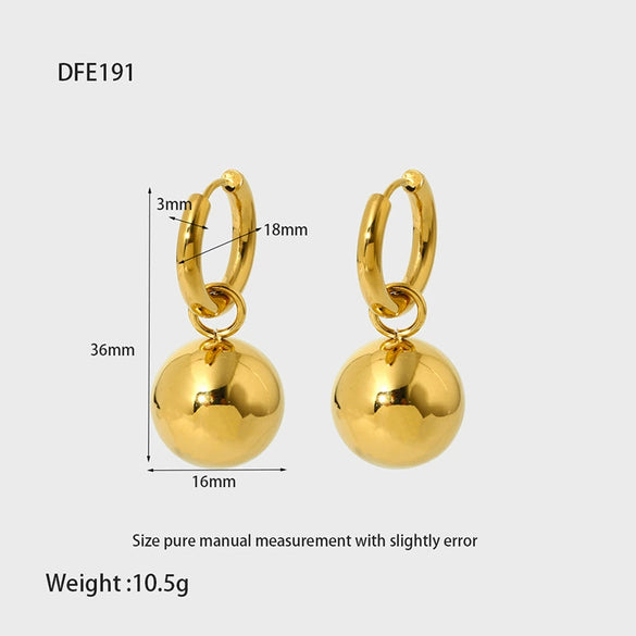 Wholesale Geometric Ball Pendant Stainless Steel 18K Gold Plated Waterproof Earrings For Women