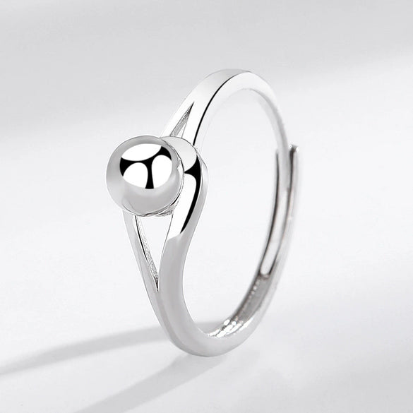 Wholesale Geometric Ball Ring S925 Sterling Silver Electroplated Adjustable For Women