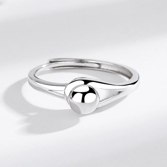 Wholesale Geometric Ball Ring S925 Sterling Silver Electroplated Adjustable For Women