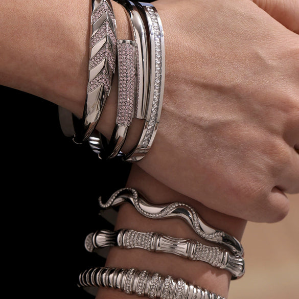 Wholesale Geometric Bamboo Zircon Bracelet Stainless Steel 18K Gold Plated Electroplated For Office Ladies