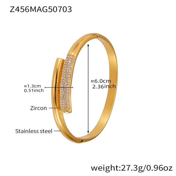 Wholesale Geometric Bamboo Zircon Bracelet Stainless Steel 18K Gold Plated Electroplated For Office Ladies