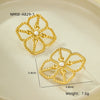 Wholesale Geometric Beaded Flower Stainless Steel 18K Gold Electroplated Earrings For Women