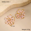 Wholesale Geometric Beaded Flower Stainless Steel 18K Gold Electroplated Earrings For Women