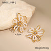 Wholesale Geometric Beaded Flower Stainless Steel 18K Gold Electroplated Earrings For Women