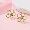 Wholesale Geometric Beaded Flower Stainless Steel 18K Gold Electroplated Earrings For Women