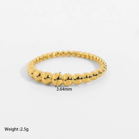 Wholesale Geometric Beaded Stainless Steel 18K Gold Pvd Electroplated Ring For Women Fashion Jewelry