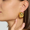 Wholesale Geometric Beanshaped 18K Gold Plated Stainless Steel Earrings For Women