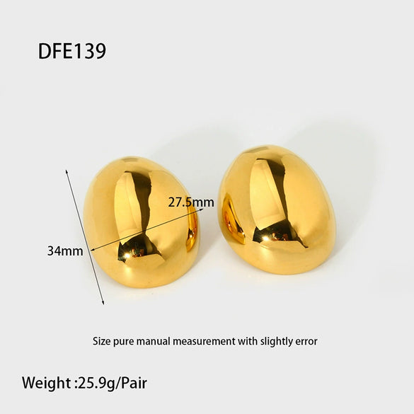 Wholesale Geometric Beanshaped 18K Gold Plated Stainless Steel Earrings For Women