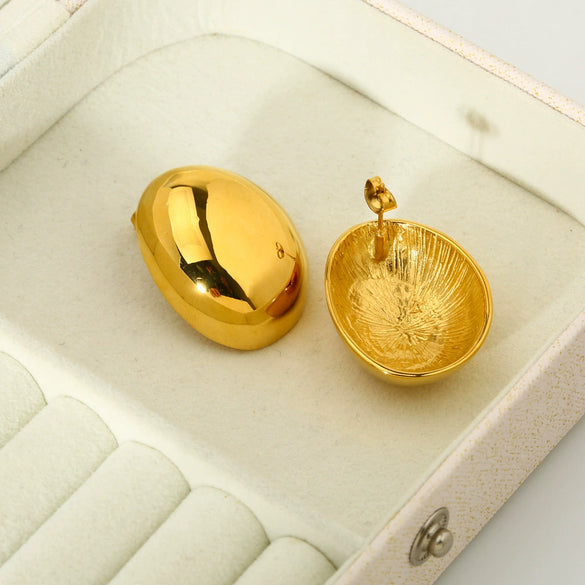 Wholesale Geometric Beanshaped 18K Gold Plated Stainless Steel Earrings For Women